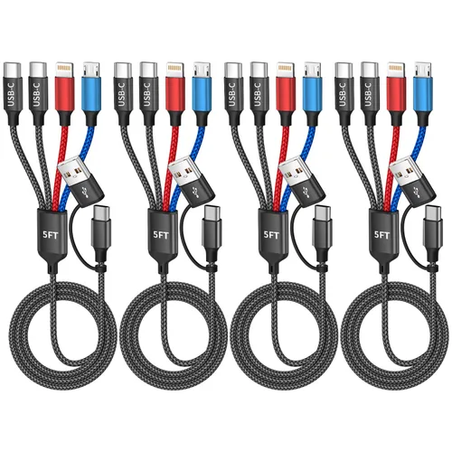 Vista 7 de Cable de carga múltiple para múltiples dispositivos con 2 puertos USB-C/IP Púrpura