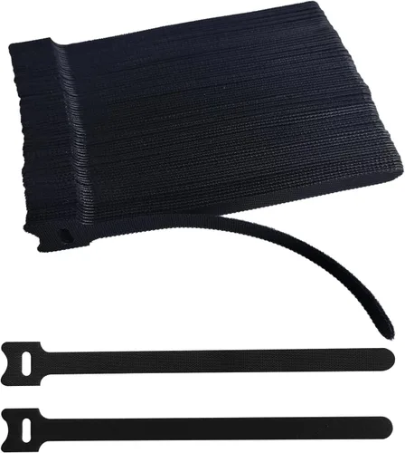 Vista 12 de 60 bridas reutilizables negras de 6 pulgadas, correas de cable ajustables multiusos, organizador de cables, gestión de cables de gancho y envoltura