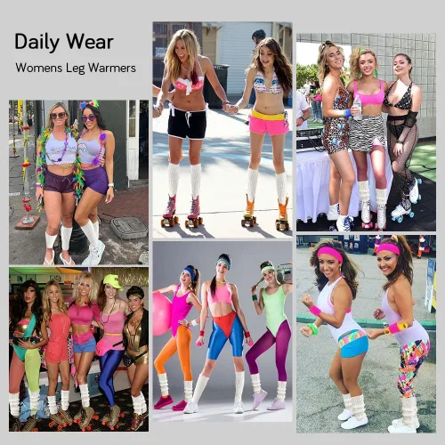 Vista 5 de Lyxbone Leg Warmers for Women,Neon Leg Warmers,80s Costumes for Women,Leg Warmers for Women Winter,Pink Leg Warmers