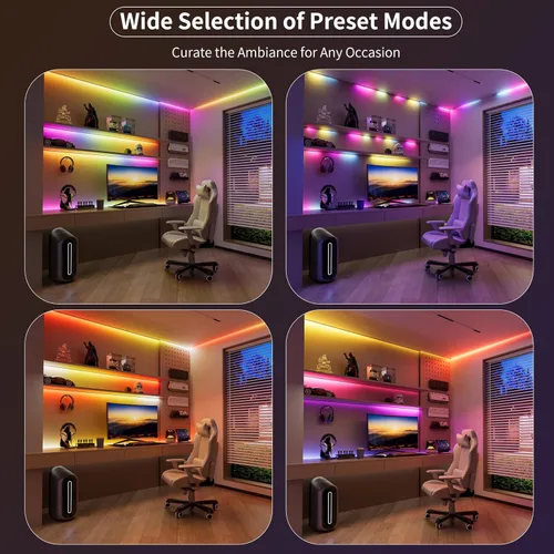 Vista 3 de MIWISE Tira de luz LED RGB Smart IC COB, luz de cinta LED flexible de 20 pies, tira RGB direccionable WS2811 con control de aplicación/modo
