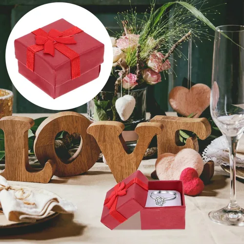 Vista 3 de Hemoton 24 cajas pequeñas de joyería rojas para anillos y aretes, cajas compactas para boda, compromiso, cumpleaños, aniversario, presentación