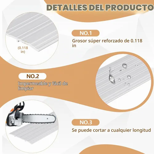 Vista 3 de Tandefio 2 Piezas Umbral de Puerta de Sillín de 6 x 1/4 x 36 Pulgadas para Entrada Interior de Aluminio Resistente Comercial Acanalado Umbral