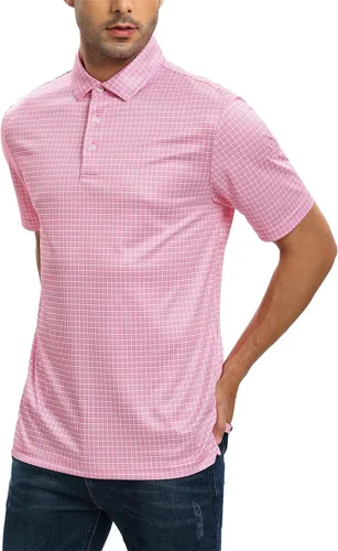 Vista 2 de Camisas de golf para hombre - Polo de manga corta con estampado de rendimiento que absorbe la humedad