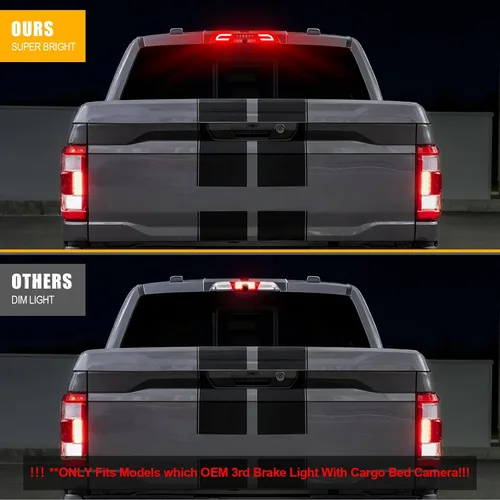 Vista 2 de Tercera luz de freno para F150 2015-2024 Strobe Pre-agujero Solo para cámara OEM/w For 15-24 F150;17-24 F250-550 Super Duty;19-24 Ranger 3rd