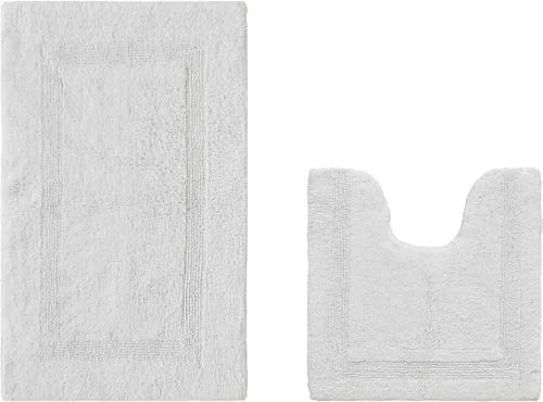 Vista 34 de Better Trends Alfombra de Inodoro en Forma de U Cubierta de Asiento de Inodoro de Lujo 100% Algodón Absorbente de Agua, Cubierta de Tapa Reversible