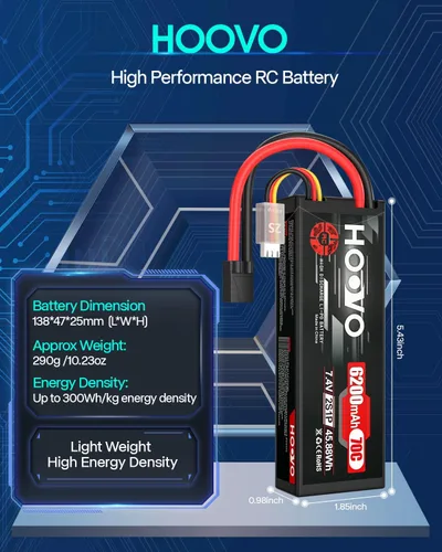 Vista 3 de HOOVO 7.4V 6200mAh 70C 2S Lipo Batería Caso Duro para RC Car RC Helicóptero RC Camión RC Truggy Avión Quadcopter UAV Drone FPV