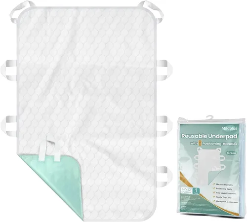 Vista 14 de Almohadillas de cama para incontinencia, lavables, de 4 capas, a prueba de fugas, para personas mayores, 34 x 36 pulgadas MILDPLUS Leakproof