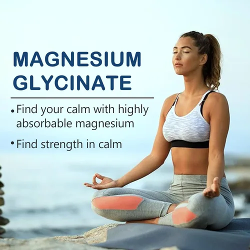 Vista 6 de Glicinato de magnesio de alta absorción 450 mg para apoyo al sueño, relajación muscular y salud inmunológica, sin OMG, sin gluten, 90 cápsulas