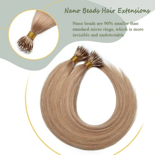 Vista 78 de SEGO Extensiones de cabello humano con micro cuentas, extensiones de cabello humano con micro bucle, lacio, natural, fusión fría, 1.76 oz/paquete