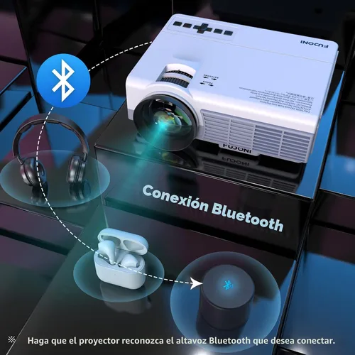 Vista 3 de FUDONI Proyector con WiFi 5G y Bluetooth, proyector de cine portátil Native 1080P 18000L para cine en casa al aire libre, altavoz integrado