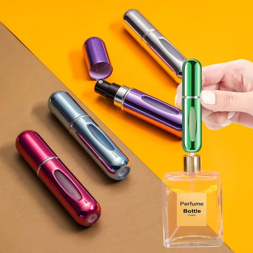 Vista 3 de Mini botella de perfume recargable portátil atomizador de perfume recargable, estuche de bomba de repuesto para viajes y salidas