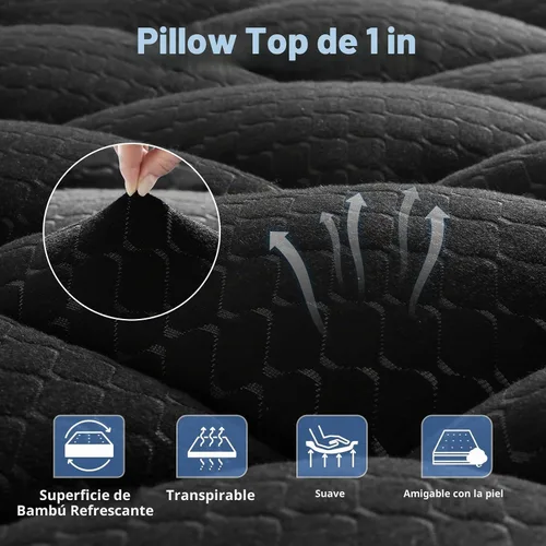 Vista 5 de Cubrecolchón de espuma viscoelástica de doble capa de 3 pulgadas, tamaño individual, de gel refrescante de 2 pulgadas más funda de 1 pulgada