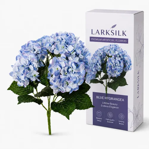Vista 22 de Larksilk Arbusto artificial beige de la hortensia, flores al aire libre