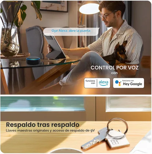 Vista 8 de Lockly Cerradura inteligente Vision con timbre de video HD Cerradura de puerta de huellas dactilares para puerta delantera, teclado de pantalla