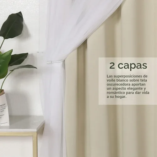 Vista 3 de BONZER Cortinas opacas con superposición transparente, mezcla y combina paneles de ventana de doble capa con aislamiento térmico para sala de estar