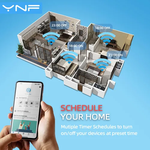 Vista 7 de YNF Mini enchufe inteligente, configuración simple con un comando de voz, enchufes inteligentes compatibles con Alexa, control remoto, temporizador