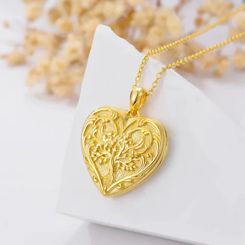Vista 2 de SOULMEET Collar personalizado de oro macizo de 10 quilates, 14 quilates, 18 quilates, girasol, estrella, cruz, rosa, loto, mariposa, tortuga, celta