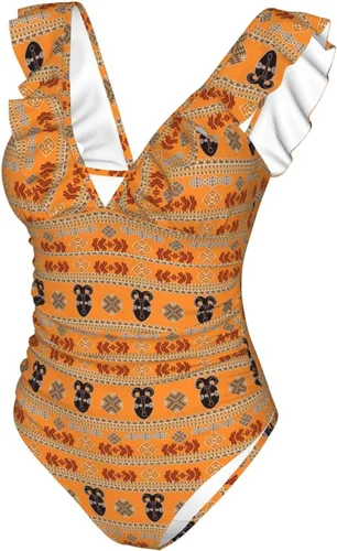 Vista 8 de DKJlitter Women's deep V-Neck Swimsuit, Ruffle Piece Swimsuit, Ruched Tummy Swimsuit
