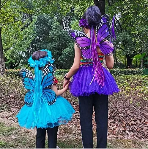 Vista 2 de Juego de disfraz de hadas para niñas con alas de mariposa y diadema de halo