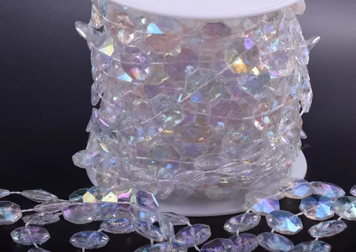 Vista 7 de KAOYOO - Cadena de cuentas de cristal transparente de 10 m para bricolaje, decoración de boda y fiesta (colorida)