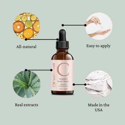 Vista 6 de Suero de vitamina C para la cara con ácido hialurónico, vitamina E, aloe vera y aceite de jojoba 2 fl oz