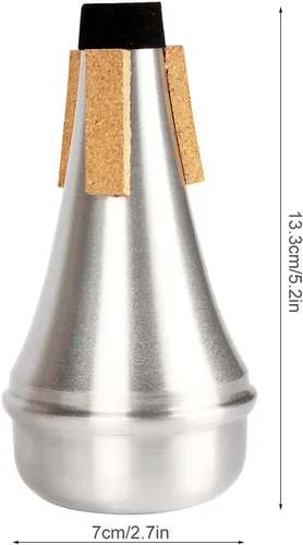 Vista 3 de Trompeta Mute Tiras de corcho Aleación de aluminio Práctica Copa Trompeta Corneta Straight Silenciador Silenciador de silencio para practicar