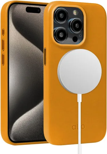 Vista 33 de alto Funda para teléfono compatible con iPhone 15 2023 y MagSafe, funda magnética de cuero italiano, funda protectora contra caídas de la serie Clop