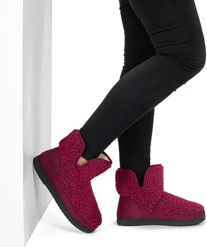 Vista 2 de RockDove - Pantuflas estilo botín de forro polar con espuma viscoelástica y suela de goma para mujer