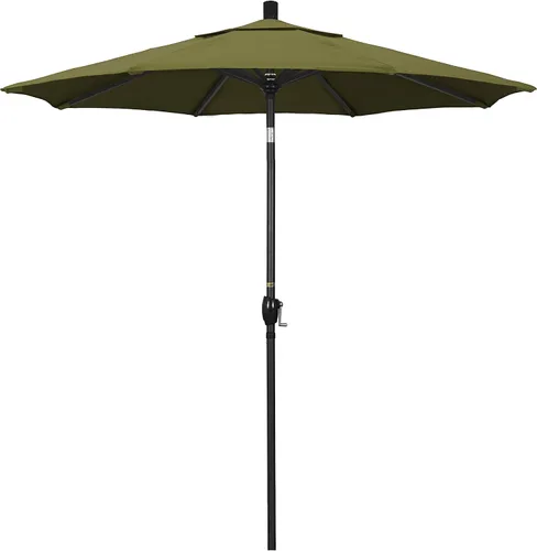 Vista 25 de California Umbrella Sombrilla redonda de aluminio de 7.5 pies, manivela para elevación, botón de inclinación, poste negro, azul marino Pacífica