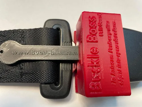 Vista 7 de Blue Buckle Boss Classic II - Bloqueo para cinturón de seguridad y protector de cinturón de seguridad, fabricado con ácido poliláctico fuerte Azul