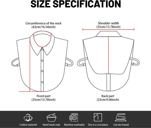 Vista 4 de Joyci Collar falso de negocios para hombre de algodón puro Dickey Collar Color sólido