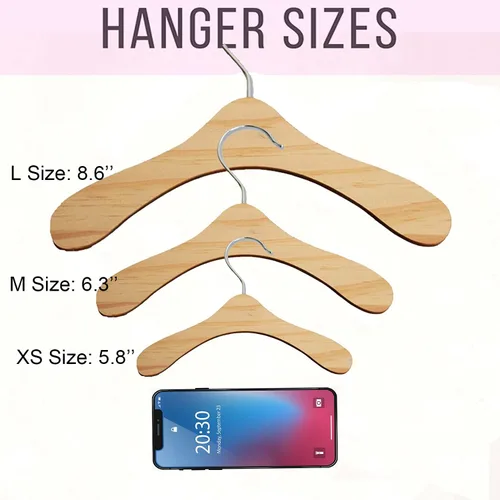 Vista 4 de Paquete de 5 perchas de madera, colgador de ropa para perros de 8.6 pulgadas, perchas pequeñas para vestido de muñeca, ropa, vestidos, accesorios (L)