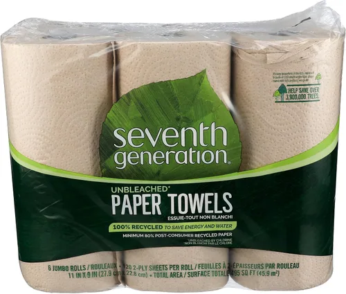 Vista 12 de Seventh Generation Toallas de papel sin blanquear, 100% papel reciclado, 6 unidades, paquete de 4