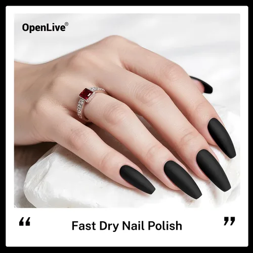 Vista 3 de OpenLive 16.5ml Esmalte de uñas negro de gran volumen de secado rápido, esmalte de uñas de color de secado rápido y larga duración para arte de uñas