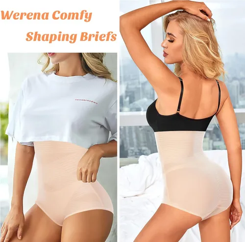 Vista 5 de Werena Ropa interior moldeadora con control de abdomen para mujer, de cintura alta, moldeador de cuerpo, bragas moldeadoras