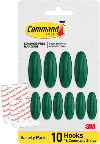 Vista 11 de Command Paquete de ganchos de diseño mixto, Arctic Freeze, 10 ganchos, 16 tiras