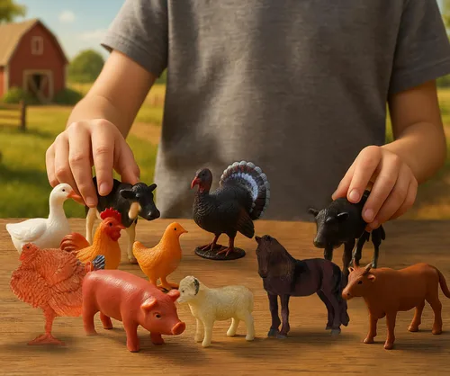 Vista 7 de GiftExpress 12 figuras de juguete grandes de animales de granja