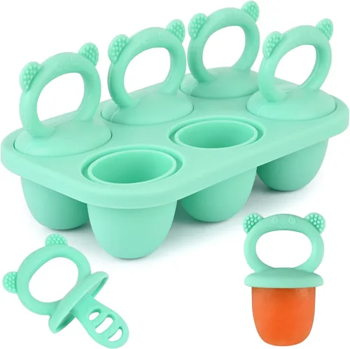 Vista 14 de Sakolla Moldes de silicona para paletas de bebé con 6 cavidades, moldes para paletas de leche materna para alivio de la dentición, molde de paletas