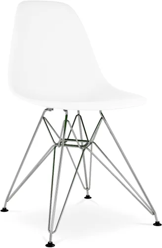 Vista 4 de Torre de 17" de plástico y acero cromado sillas de comedor en blanco (juego de 2)