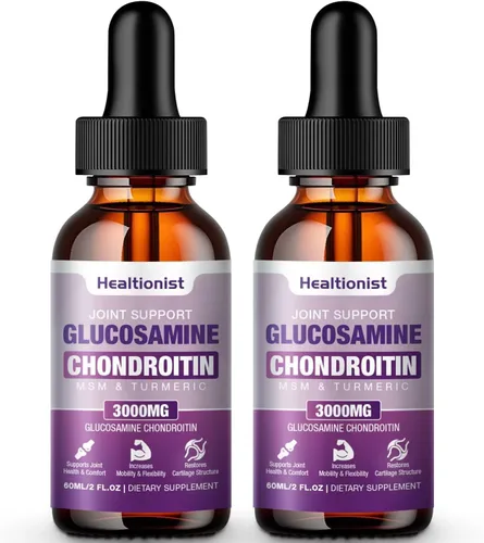 Vista 8 de 1 paquete de gotas líquidas de glucosamina condroitina MSM, suplemento de apoyo articular extra fuerte para adultos, hombres y mujeres, quercetina