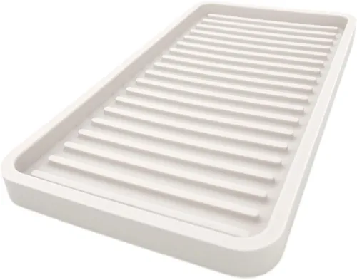 Vista 18 de Bandeja organizadora para fregadero de cocina de silicona, soporte de esponja y protector de encimera Plato y bandeja dispensadora de jabón