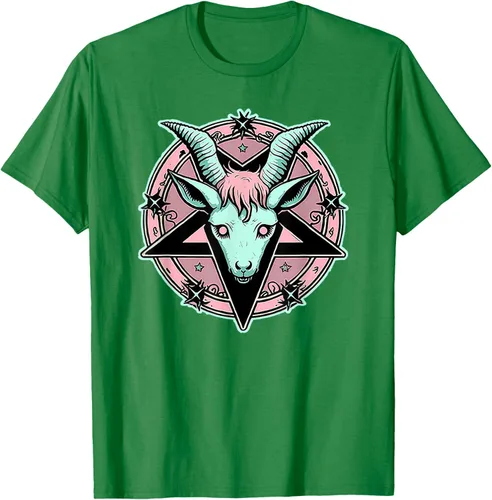 Vista 51 de Camiseta Kawaii Paste Creepy Goat Pentacle, Negro