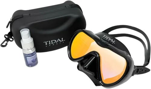 Vista 4 de Tidal Mask-Advanced - Máscara de buceo antivaho para buceo, snorkel, buceo libre y natación. Lente única de vidrio templado gran angular. Negro