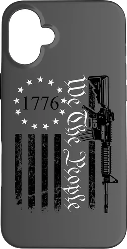 Vista 23 de iPhone 16 We The People - Funda patriótica con la bandera de Estados Unidos AR15 Pro Guns