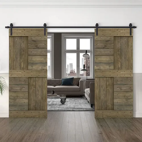Vista 16 de TMS Serie N - Puerta corrediza interior de madera de pino anudada con kit de herrajes deslizantes (32 x 84 pulgadas, blanco)