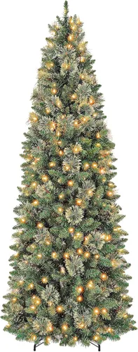 Vista 10 de Hykolity Árbol de Navidad flocado delgado preiluminado de 7.5 pies con 240 Doble color flocado