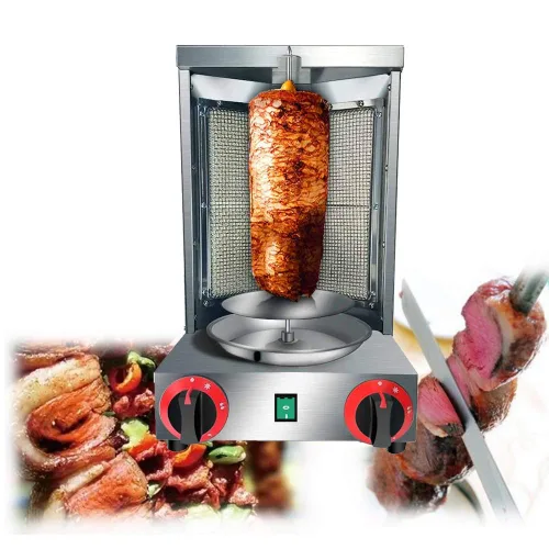 Vista 7 de Zz Pro Shawarma Doner Kebab Machine Gyro Grill con 2 quemadores verticales para cocina doméstica comercial