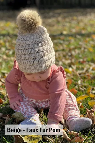 Vista 8 de Funky Junque Exclusives - Gorro de punto para bebé, gorro de invierno cálido con pompón y calavera