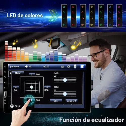 Vista 6 de Estéreo de automóvil de un solo DIN con Bluetooth de 9 pulgadas, pantalla táctil HD, estéreo para automóvil con cámara de respaldo + micrófono