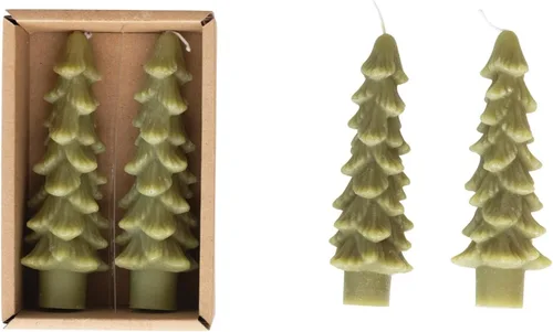 Vista 9 de Creative Co-Op Velas cónicas en forma de árbol sin perfume, ponche de huevo, juego de 2 en caja, 5 pulgadas Eggnog